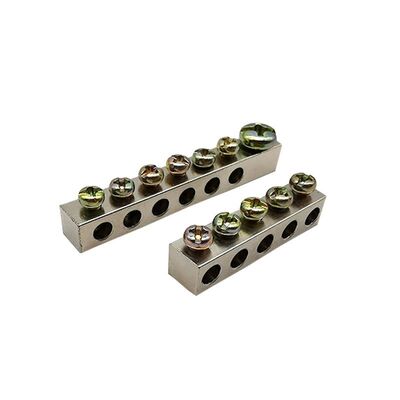 Koperen neutrale busbalk PCB schroefterminal 100A 2-8 paal tin-geplatte DIN Rail gemonteerd